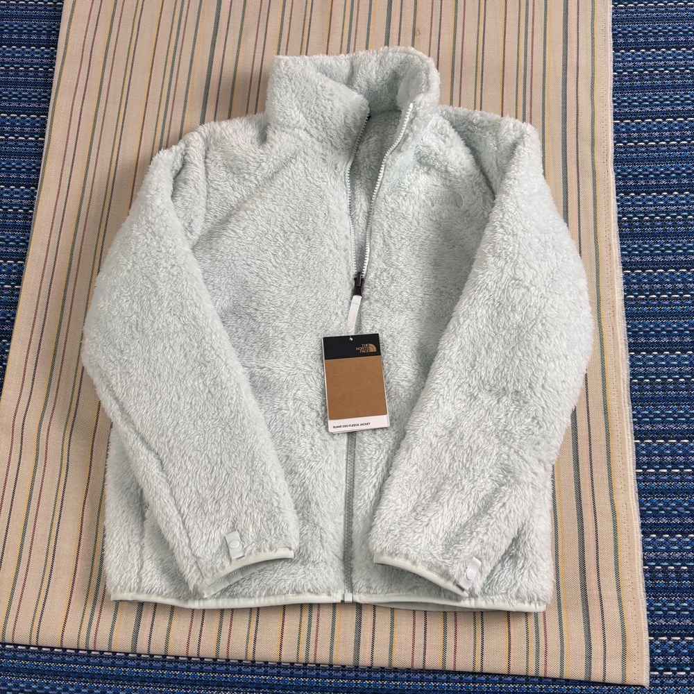 NEW The North Face Suave Oso Fleece Jacket Girls Large 14/16 Ice Blue Plush Zip